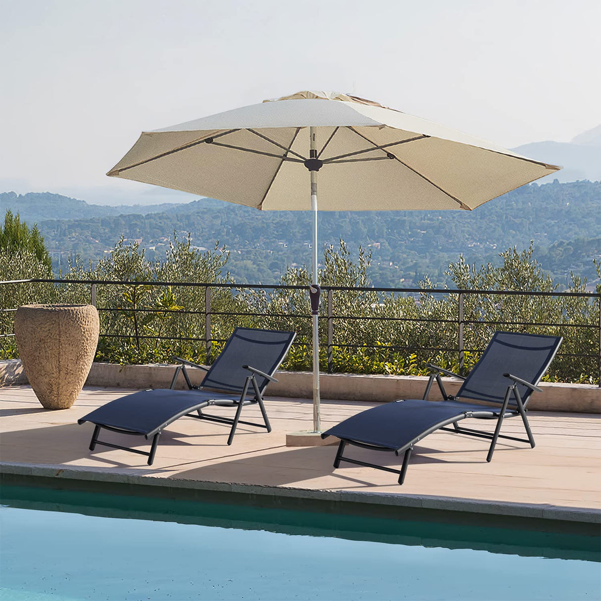 Chairs Outdoor Chaise Lounge Beach Pool Side Folding Recliner Adjustable Lounge