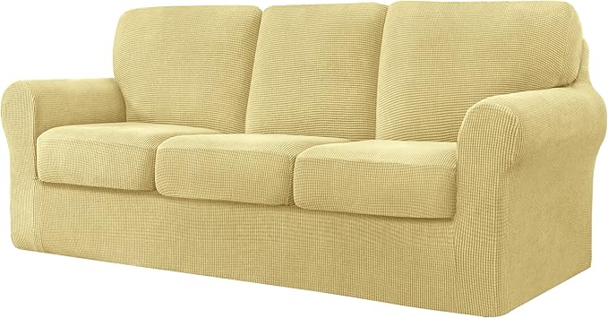 7 Piece Stretch Sofa Covers for 3 Cushion Couch Covers, 3 Seater Couch Slipcover