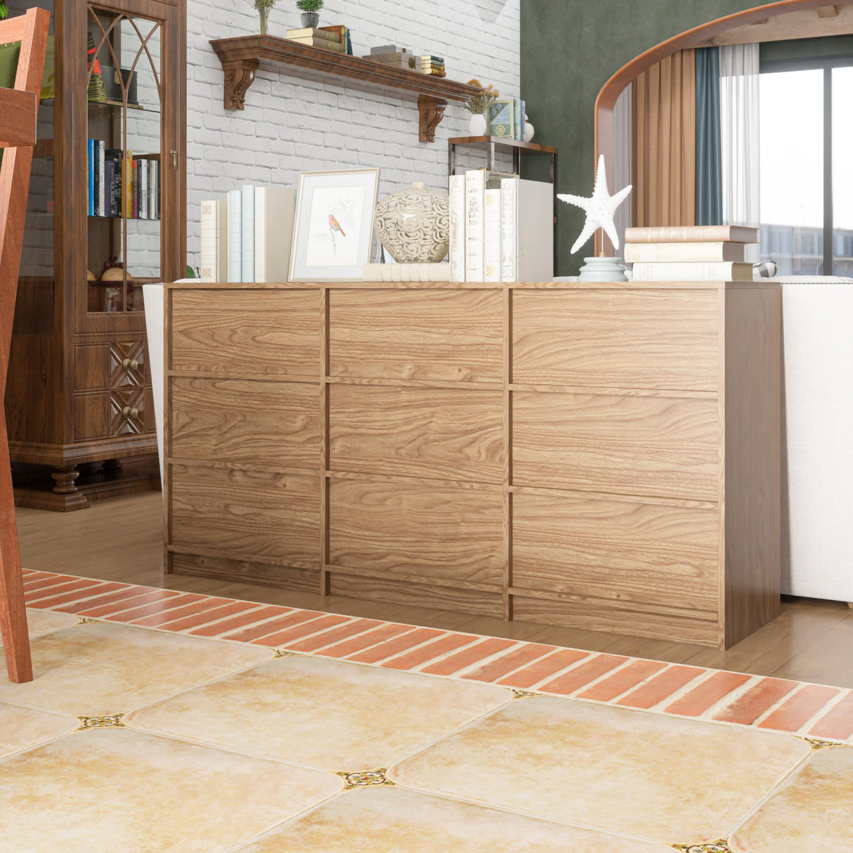 Dressers, Large Dresser Organizer for Bedroom, Wooden Long Dressers & Storage Chests