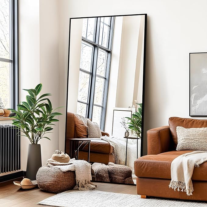 Arched Full Length Mirror with Stand, Gold Mirror