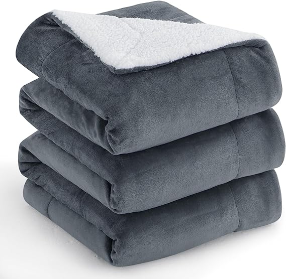 Warm Throw Blanket King - Thick Sherpa Flannel Reversible Blanket