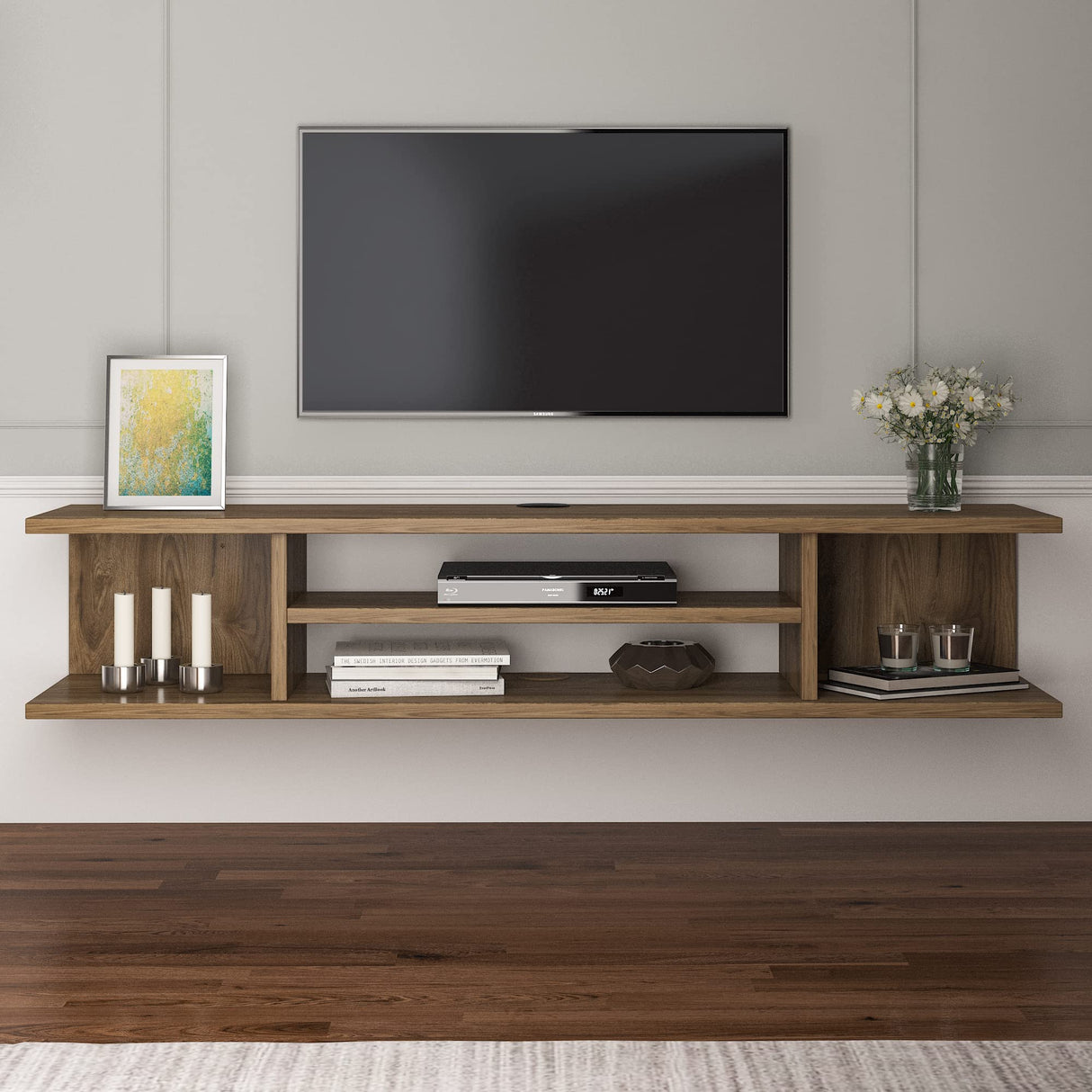 Pivot 47'' Modern Floating TV Stand Shelf Media Console Floating Entertainment