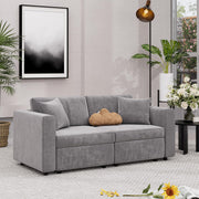 Sofa Couch with Seats Storage, Comfy Velvet Fabric Couch