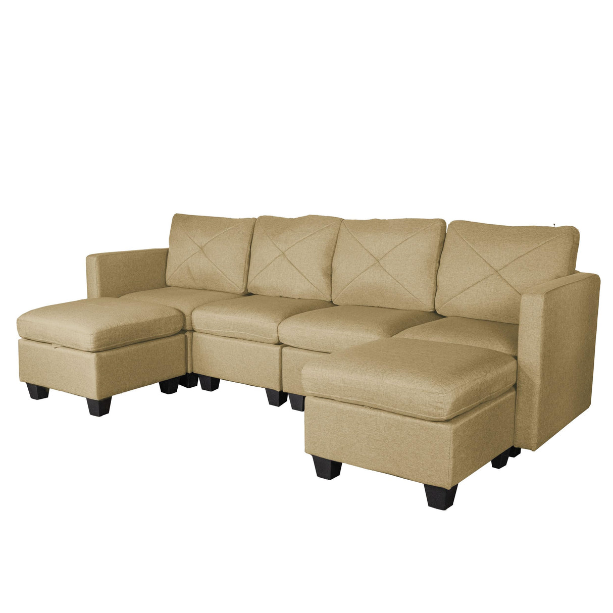 Modular Sectional Sofa, Linen Fabric Convertible U Shaped Couch