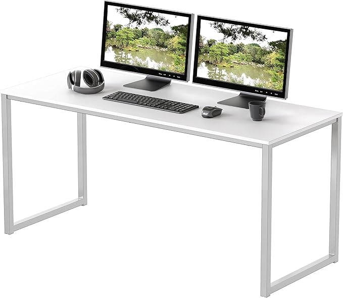 Home Office 55-Inch Large L Shaped Corner Desk, 24" Deep, White
