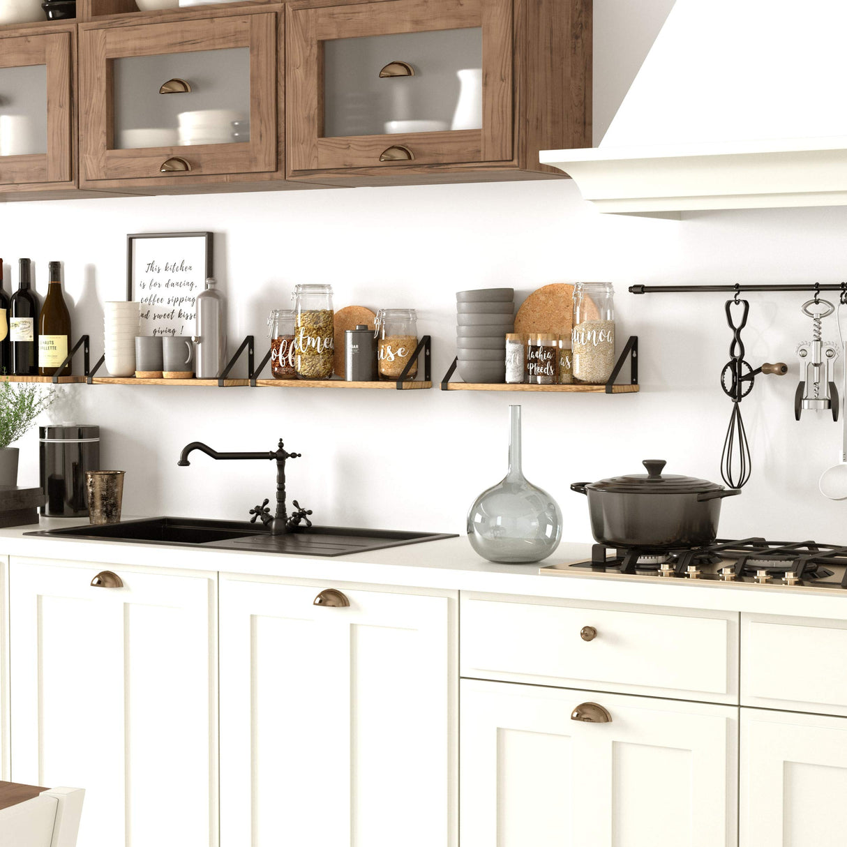 Ponza Floating Shelves Wall Mounted Set of 4, Wall Shelves for Bedroom, Bathroom