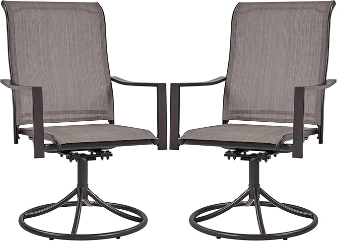 Outdoor Patio Swivel Chairs, Set of 4 Rocker Dining Chairs with Texteline Fabric