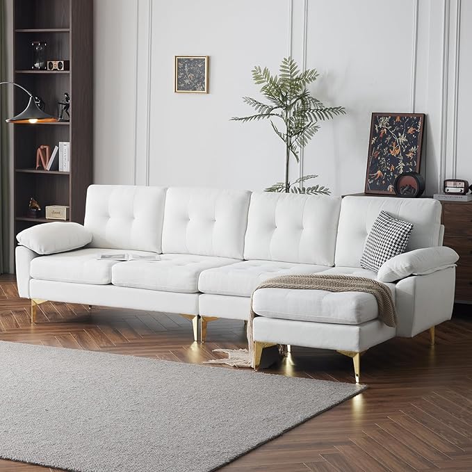 Convertible Sectional Sofa 110" L-Shape Sofa Couch 4-Seat Couch