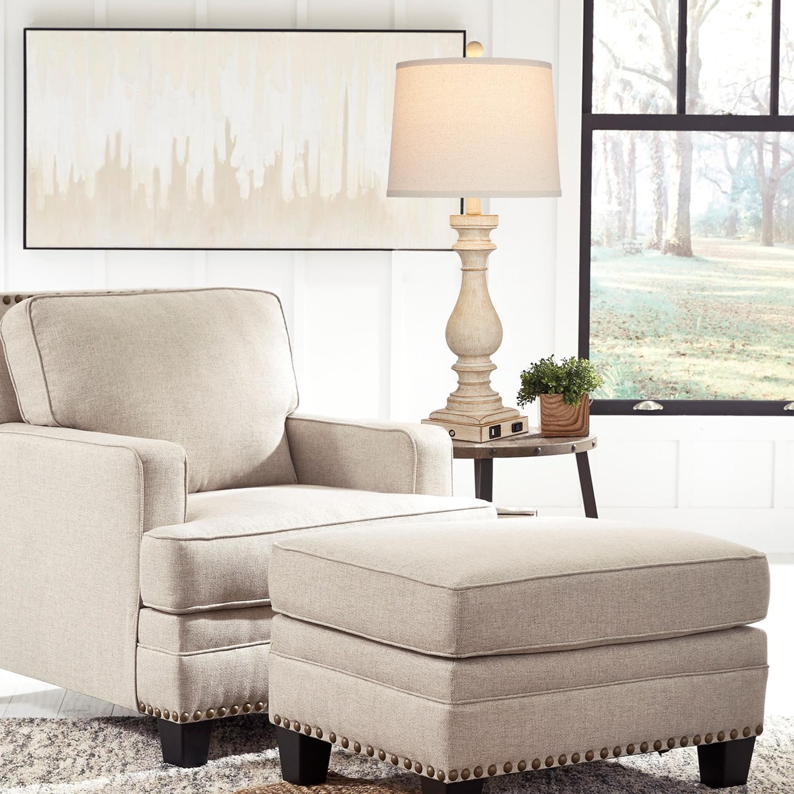 29" Tall Table Lamp for Living Room Set of 2,Vintage Bedside Nightstand Lamps