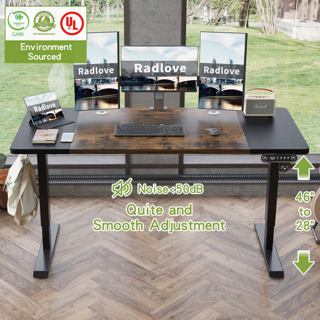 Electric Height Adjustable Standing Desk, 63x 30 Inches Stand Up Ergonomic Desk