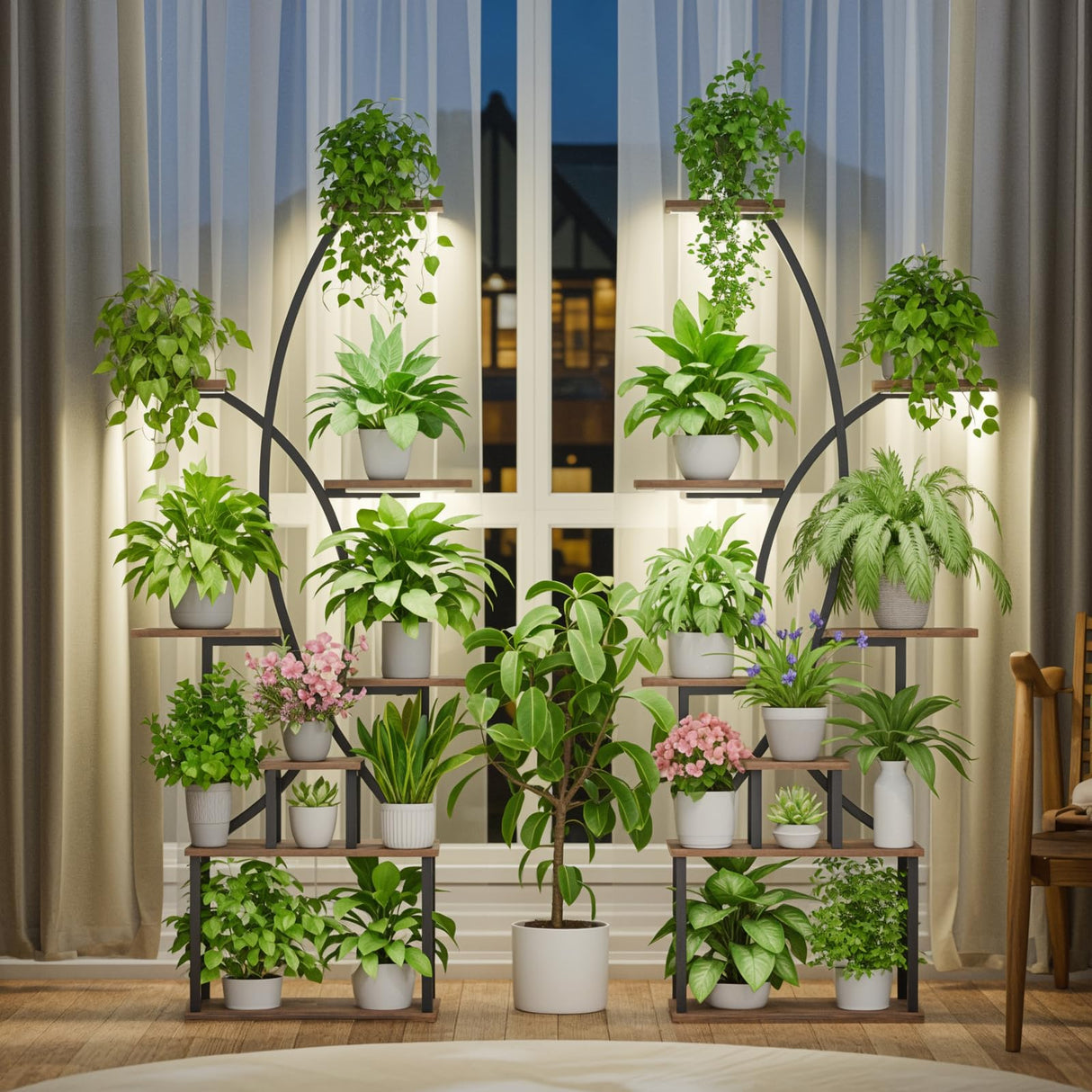 8-Tier Metal Plant Stand with Grow Lights – Tall Indoor Shelf