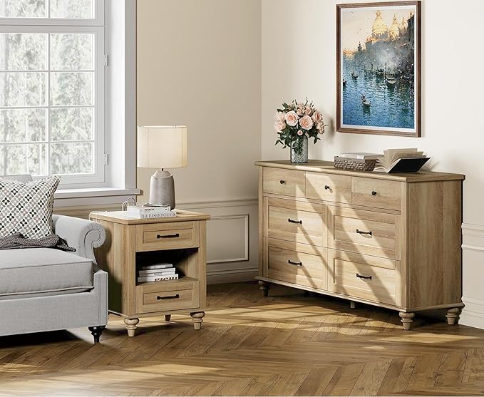 3 Piece Bedroom Set - Includes 8 Drawer Dresser for Bedroom, Set of 2 Nightstands