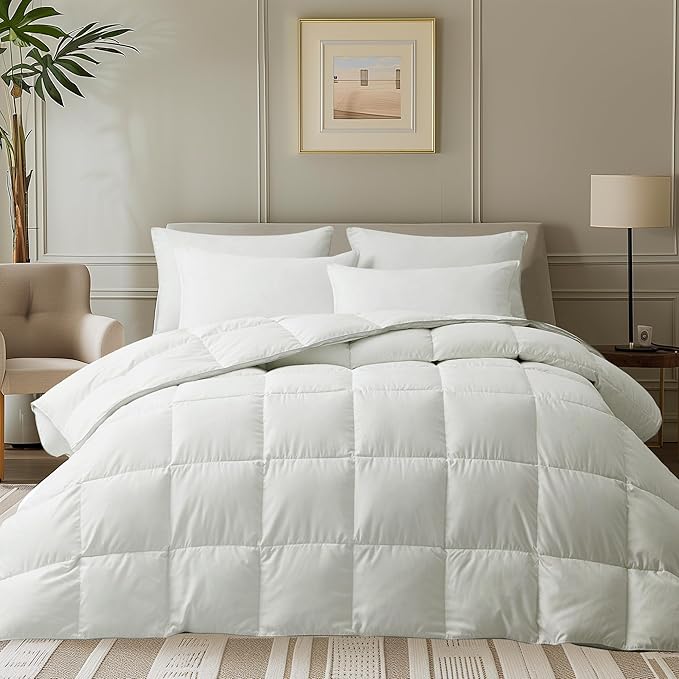 White Goose Feather Comforter Full/Queen Size, All Season Duvet Insert