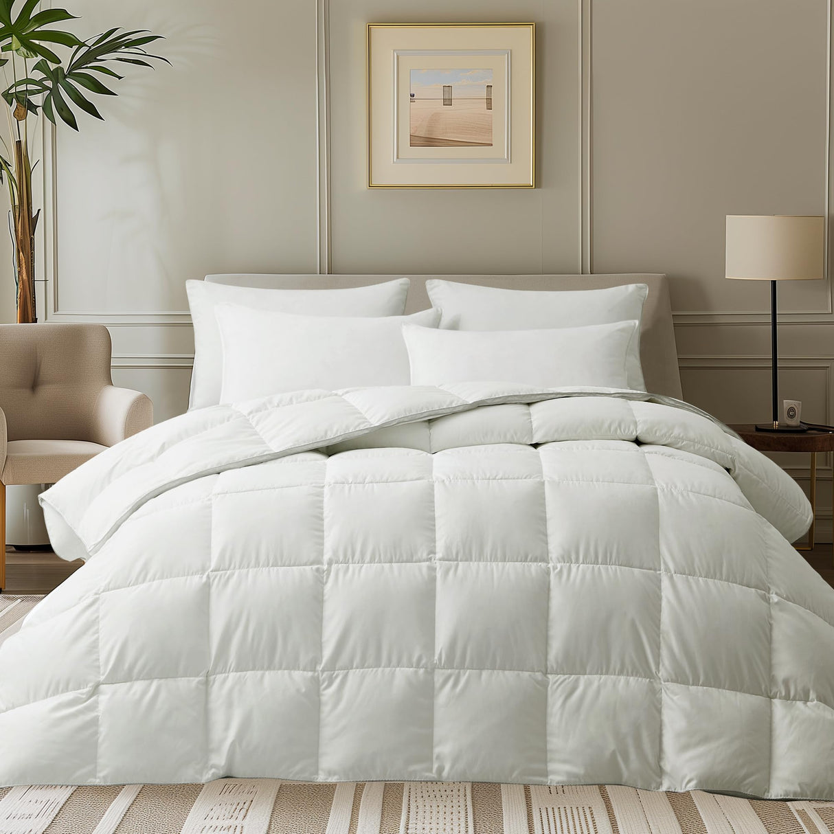 White Goose Feather Comforter Full/Queen Size, All Season Duvet Insert