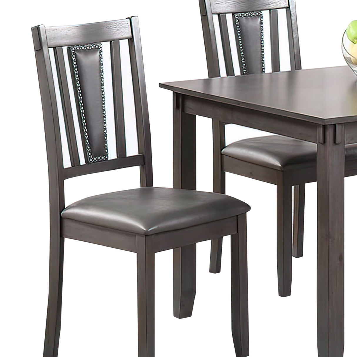 Dining Set with Table, 4 Chairs, Cushioned, Brown, Gray