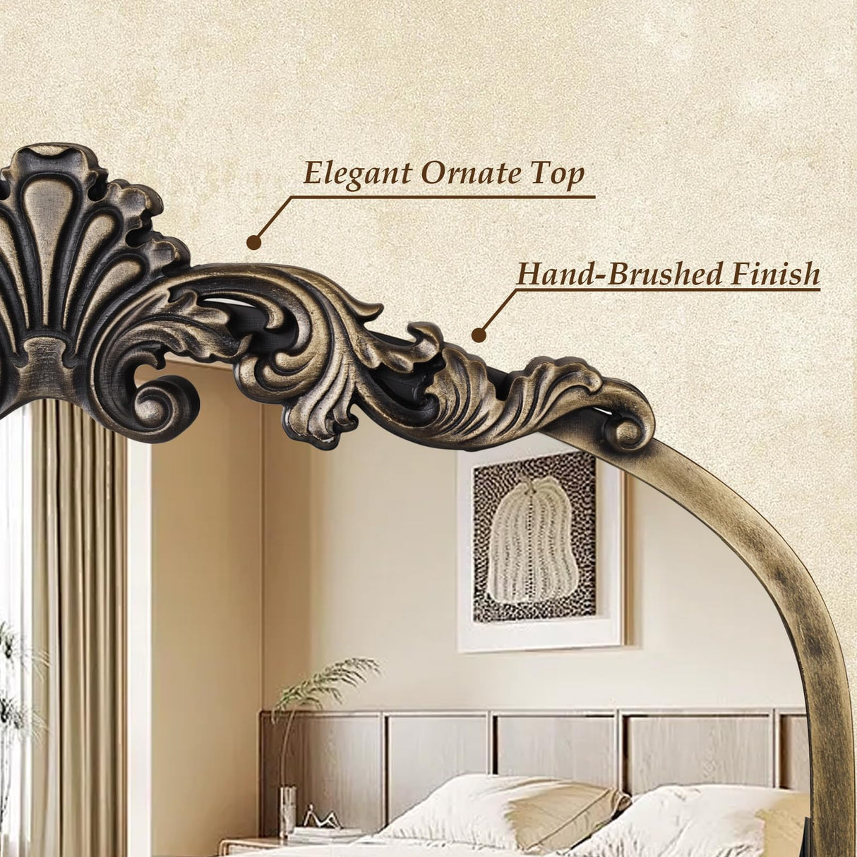 Gold Arch Baroque Mirror with Shelf 20x32