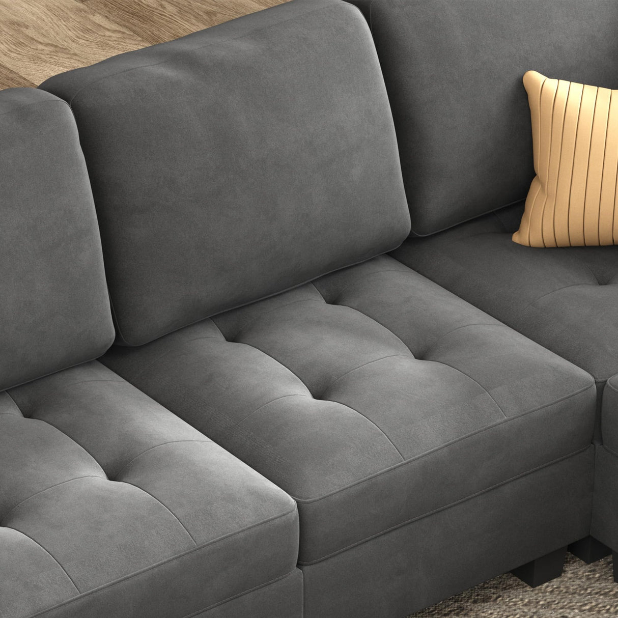Velvet Modular Sectional Sofa, L Shaped Sofa Couch with Storage