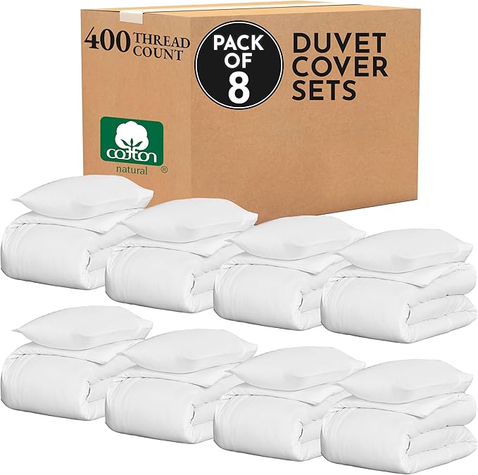 3-Pc 100% Cotton Duvet Cover Set Oversized King, 400 Thread Count Cool Bedding Set