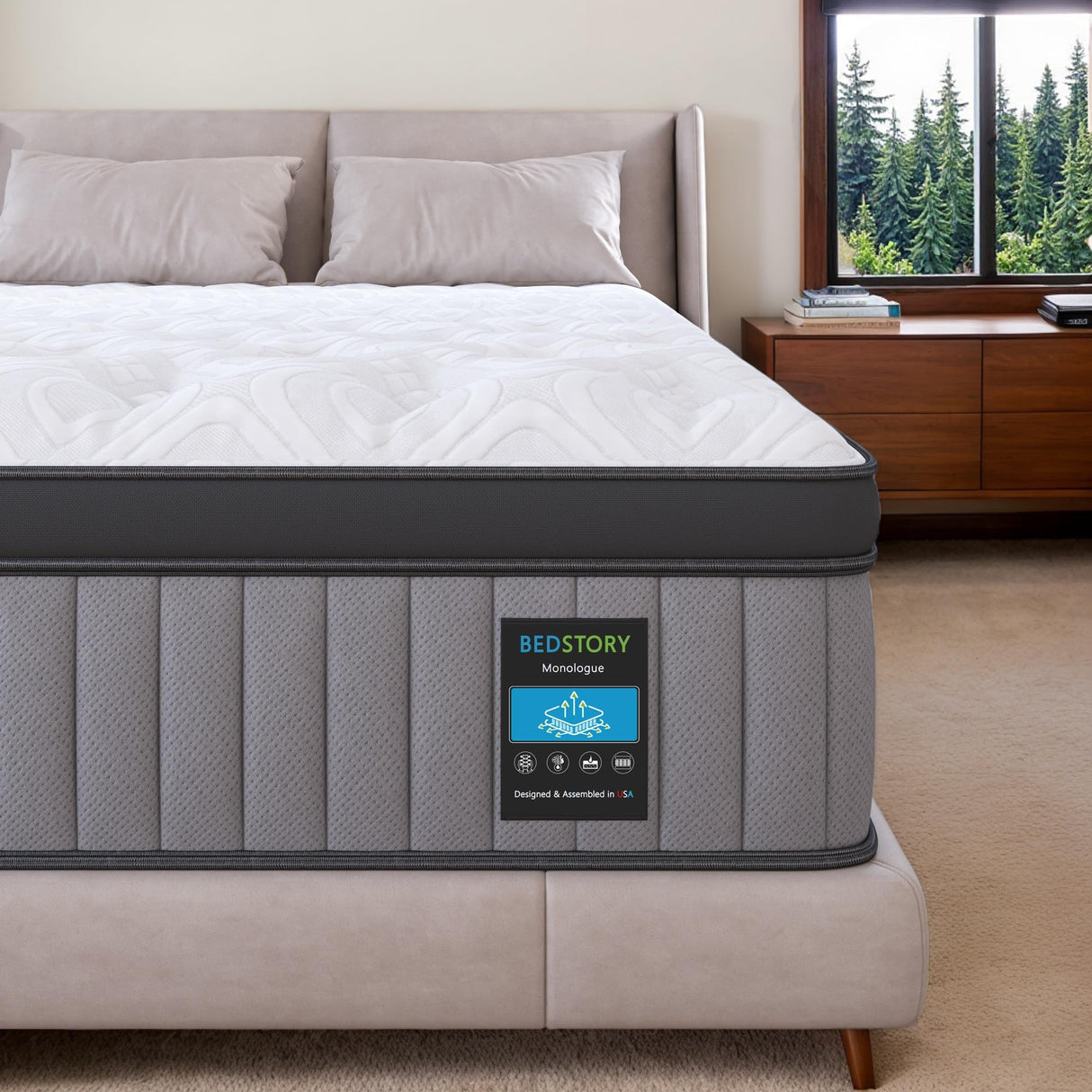 King Mattress 12 Inch - Hybrid Mattress Pain Relief - 5-Zone Contouring Soft Bed in a Box