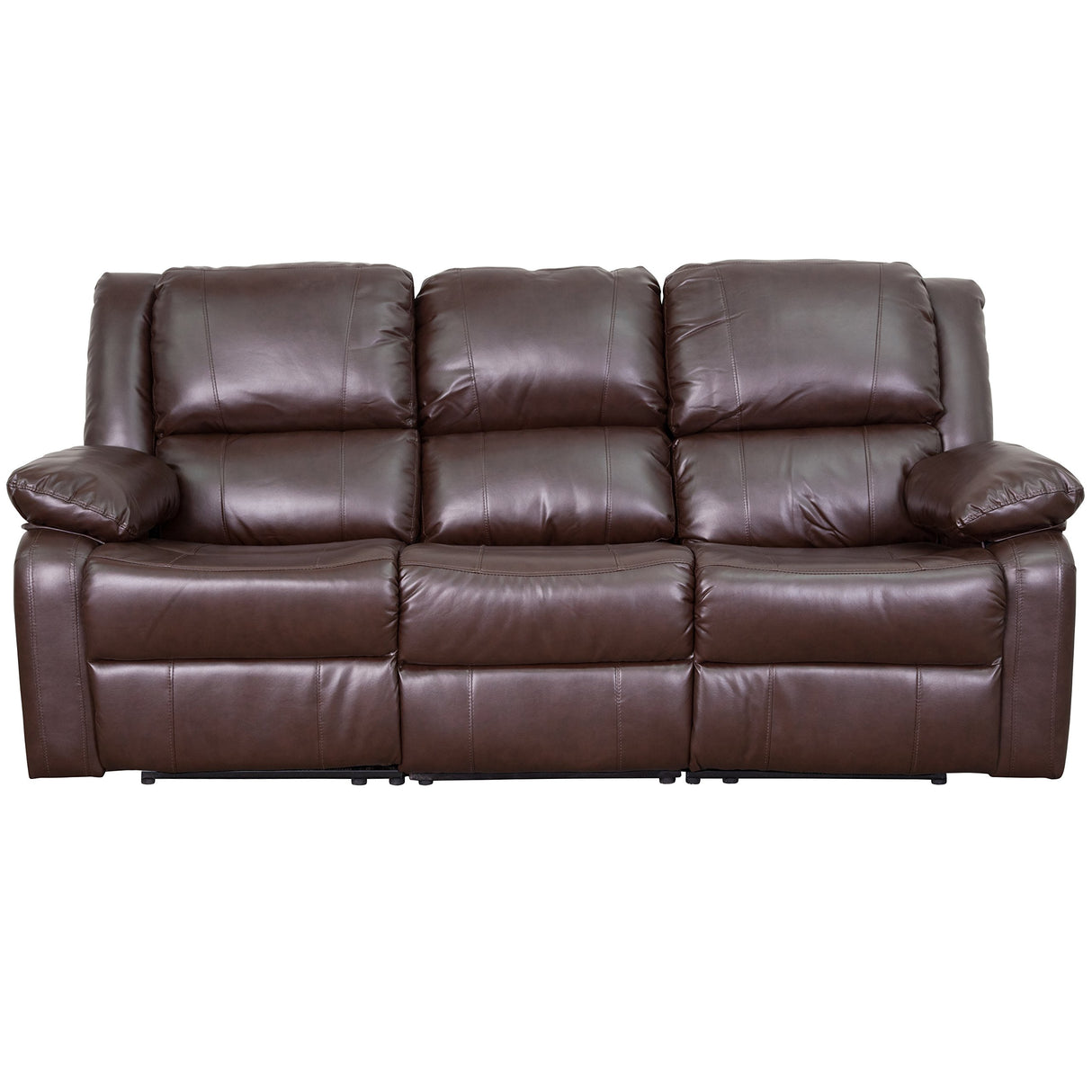 Series Brown LeatherSoft Sofa with Two Built-In Recliners