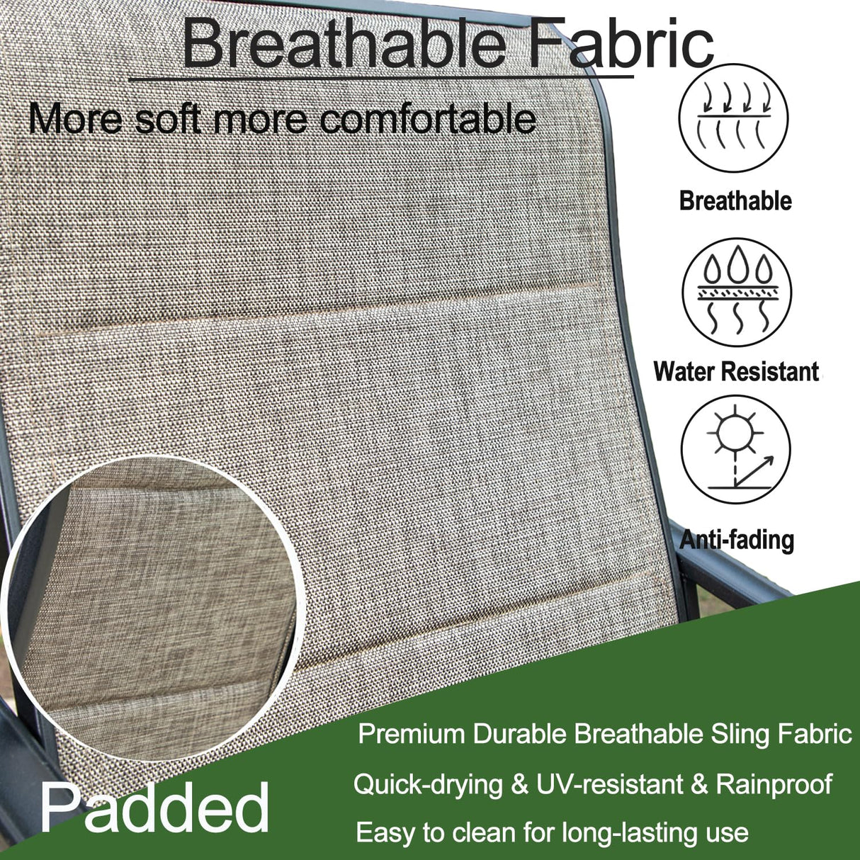 ,4 Sling Dining Swivel Chairs and 48" Round Metal Wood