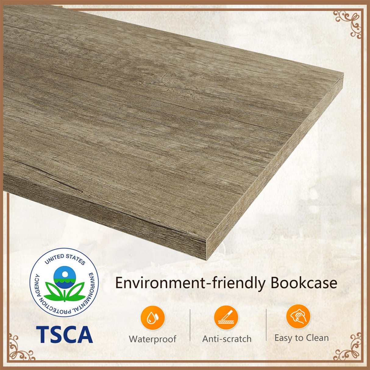 Tajsoon 3 Tier Tree Bookshelf, Small Bookshelf, Desktop Bookshelf Floor Standing Bookcase Display for CDs/Magazine/Books, Book Organizer Shelves for Bedroom, Living Room, Office, Greige