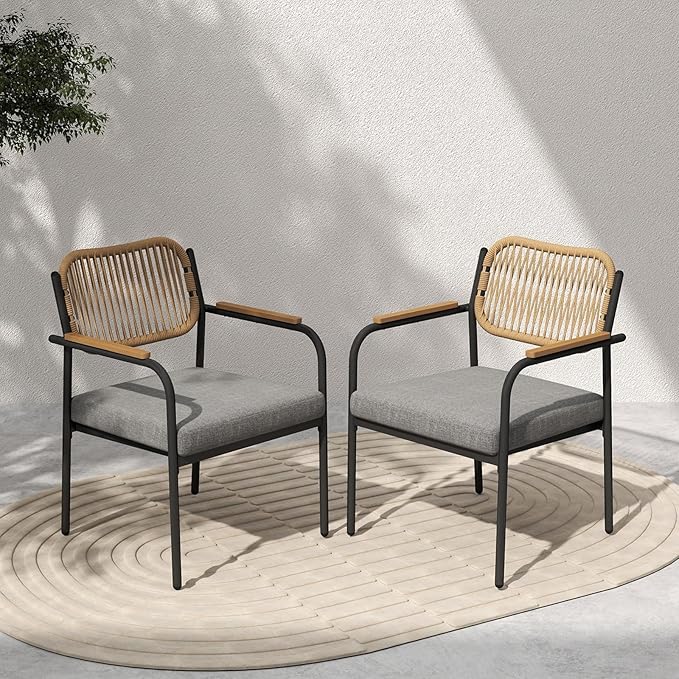 Dining Chairs, Patio Dining Chair Set of 6 with Backrest