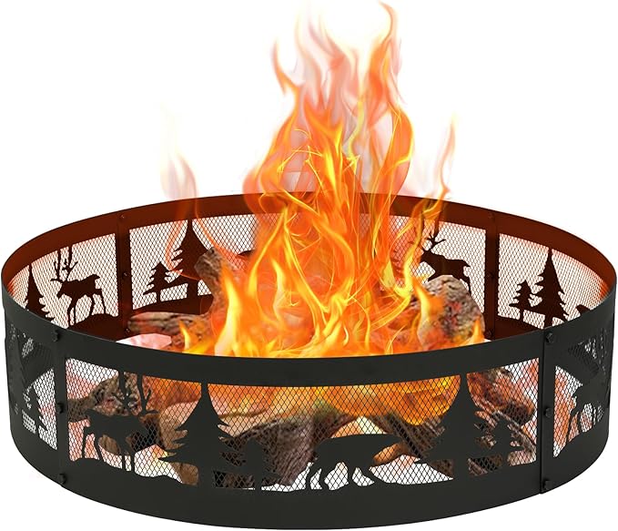 Mountain Valley 47" Outdoor Fire Pit with Adjustable Grill,2-in-1 Metal Outdoor Fireplaces