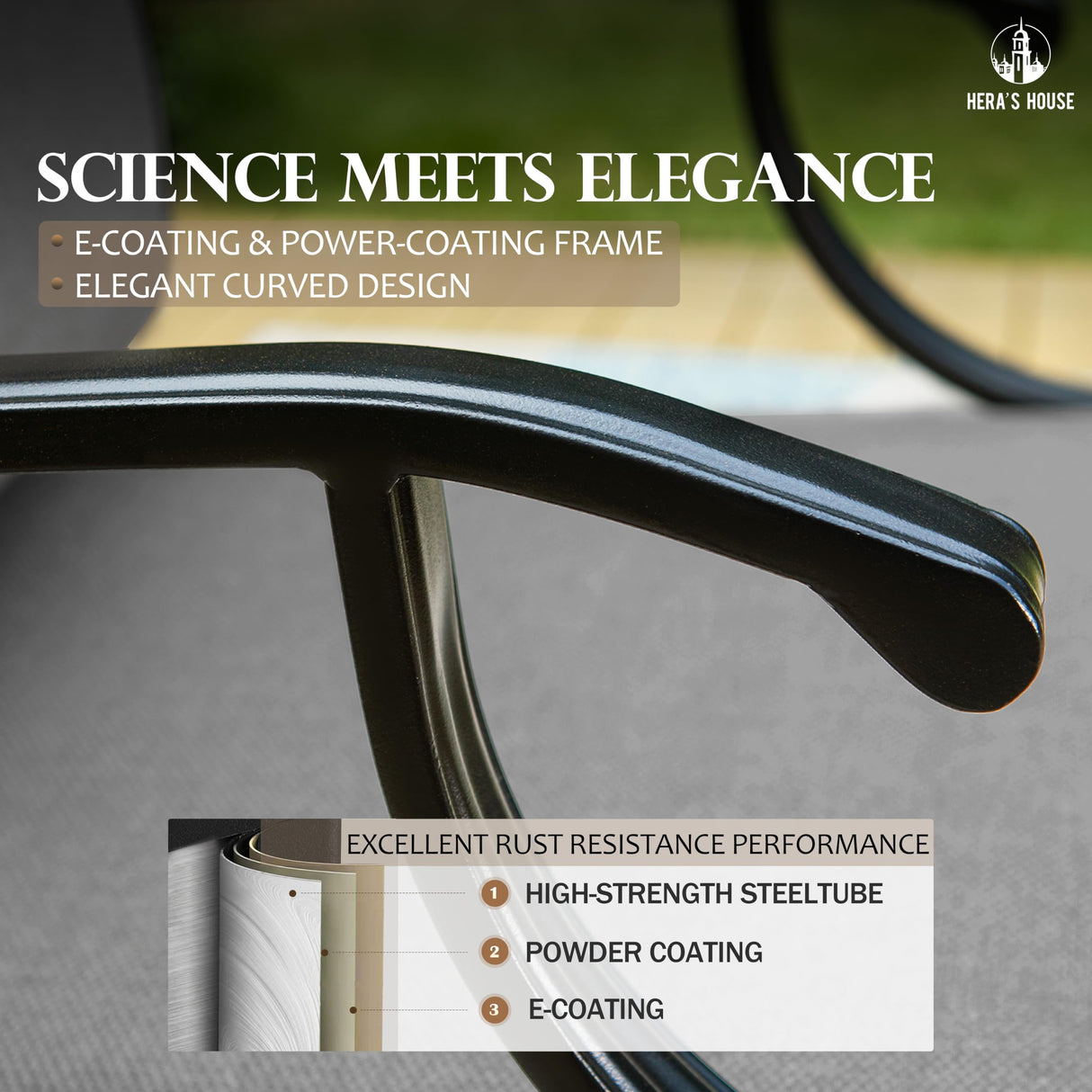 7 Piece Patio Furniture Set, 2 x Rocking Chair, 2 x Fixed Chair, 2 x Ottoman, 1 x 3-Seat Sofa