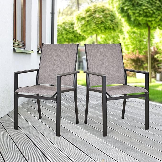 Outdoor Dining Chair Set of 6, Textilene Patio Furniture Chair