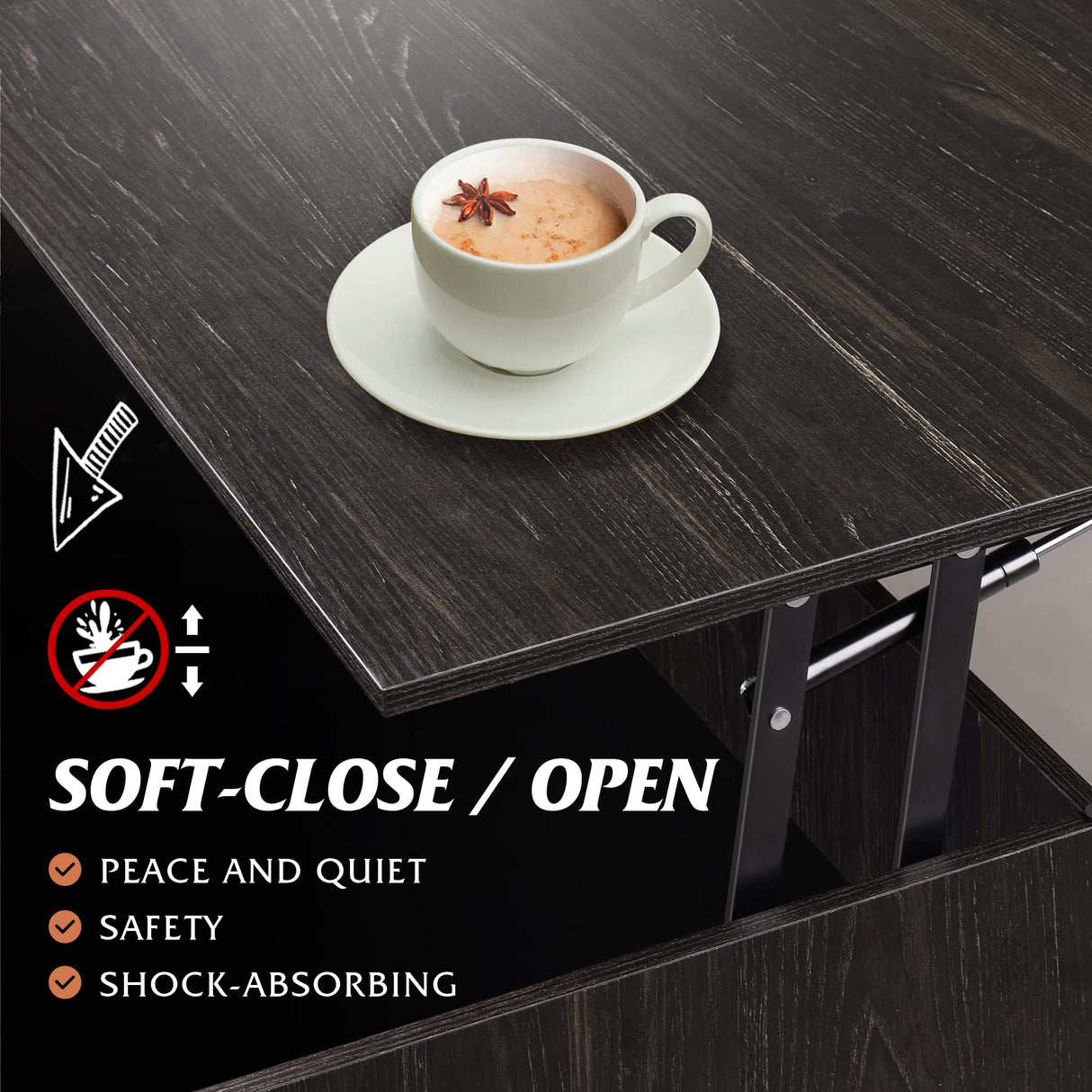 Lift Top Coffee Table with Storage, Coffee Table with Lifting Top & Sliding Top