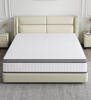 Full Size Hybrid Mattress, 12 Inch, Medium Firm, White, CertiPUR-US Certified