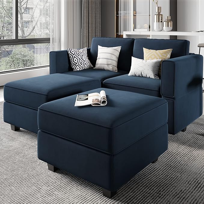 Modular Sectional Sofa with Reversible Chaise L Shaped Couch with Ottoman Modular