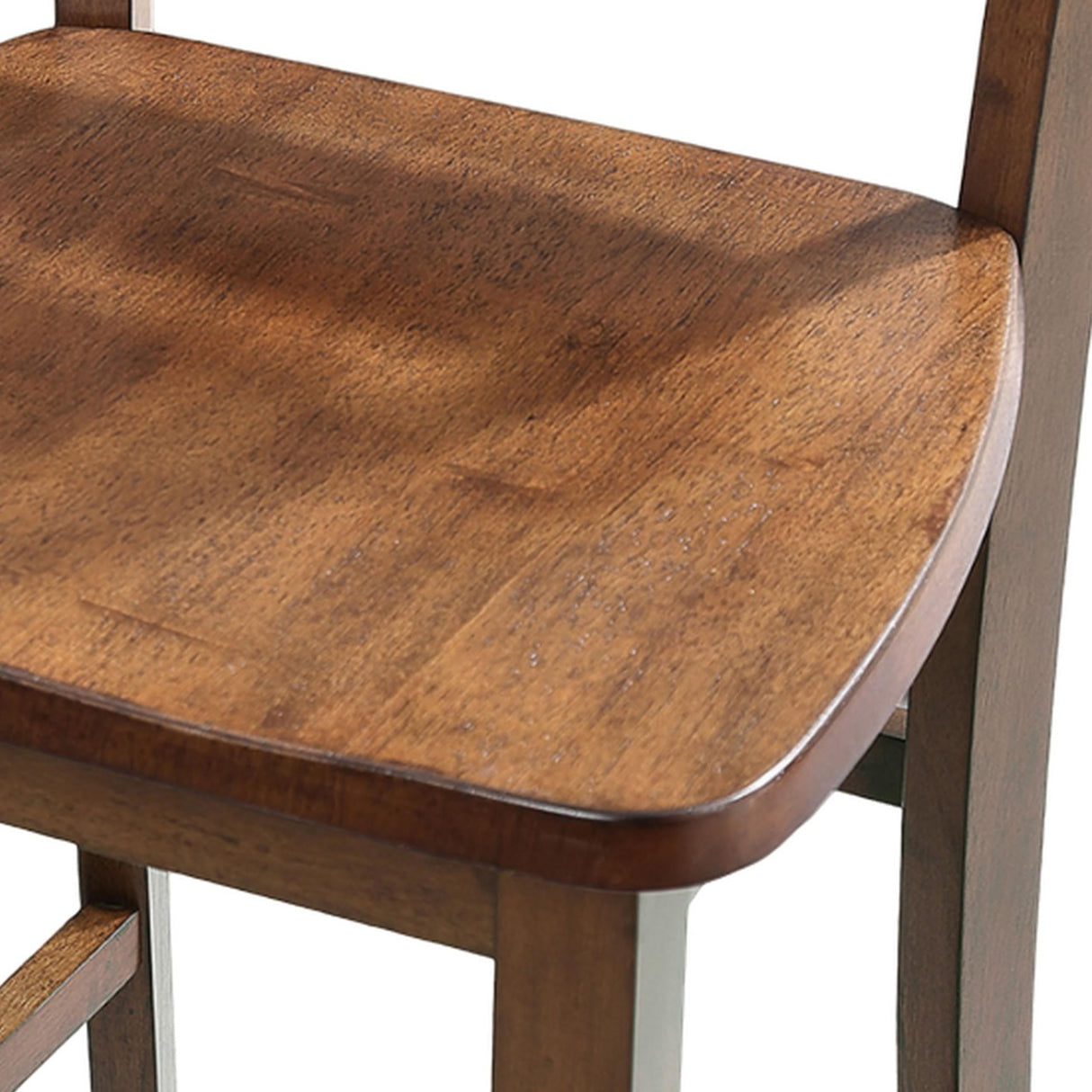 5 Piece Dining Table Set, 4 Chairs, Slatted Backs, Solid Wood, Walnut Brown