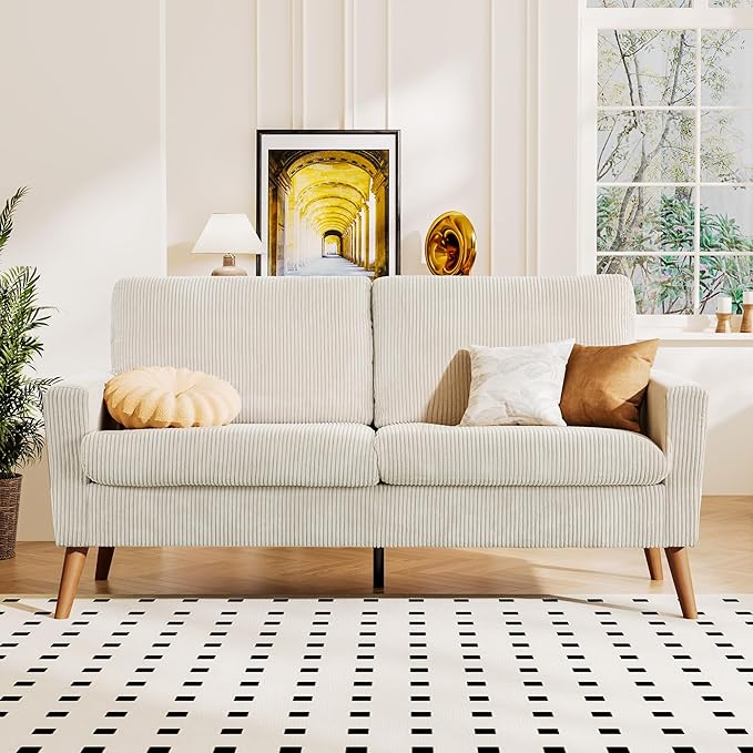 Loveseat Sofa for Living Room, Mid Century Modern Deep Seating Couches for Apartment