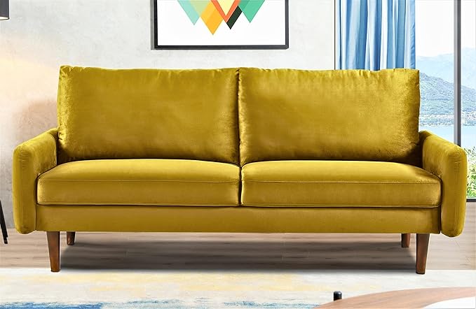 Kent Modern Velvet Sofa, Comfortable 3 Seater Couch for Living Rooms and Small Spaces