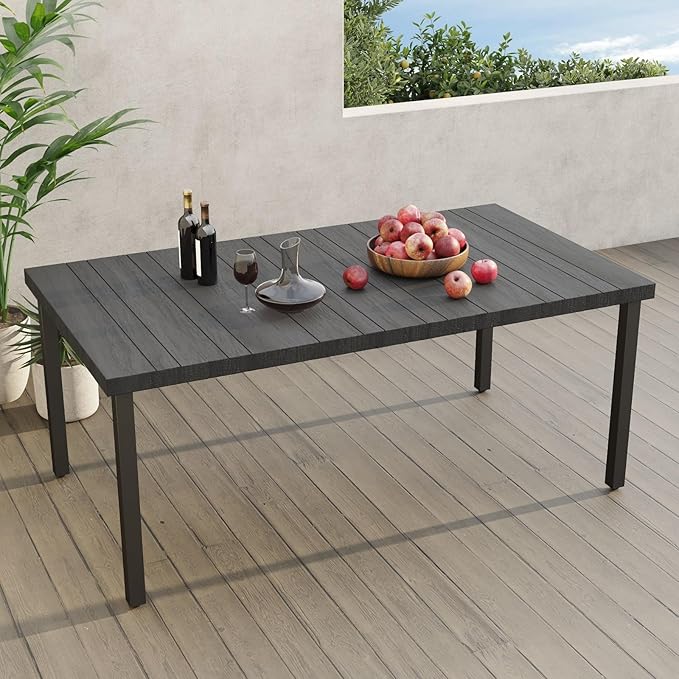 Expandable Patio Dining Table for 4-6 Person, 39.5-79" Aluminum Metal Rectangle
