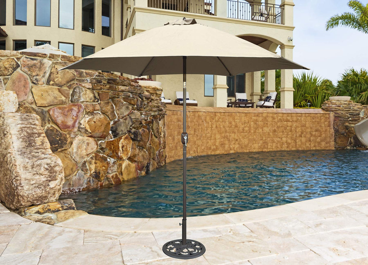9 ft Bronze Aluminum Patio Umbrella with Beige Polyester Cover (Base not included)