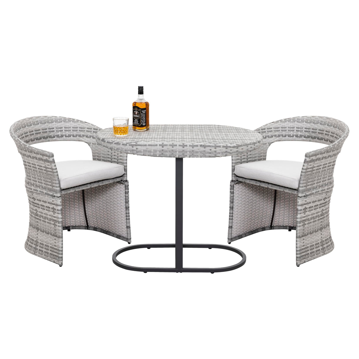 3 Piece Outdoor Patio Bistro Set, Patio Furniture Set for 1 Iron Patio Table and 2 Dining