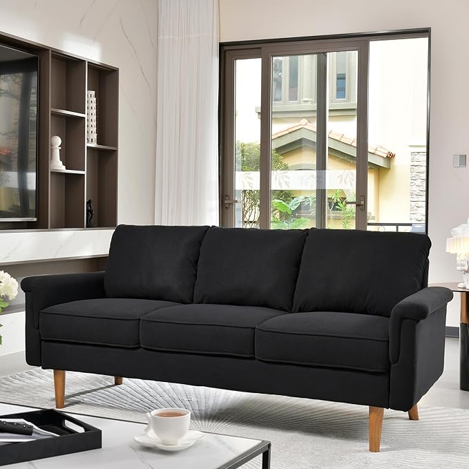 Modern Corduroy Couch with Cloud Cushion,Comfy 3 Seater Sofa