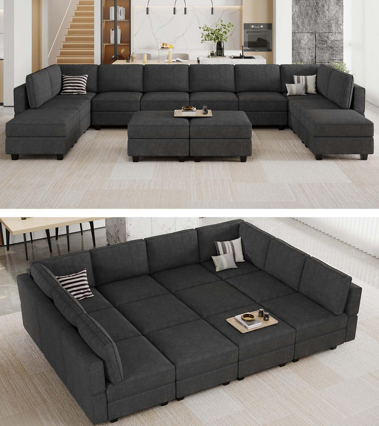 Modular Sectional Couch Sleeper Sofa Oversized U Shaped Sofa