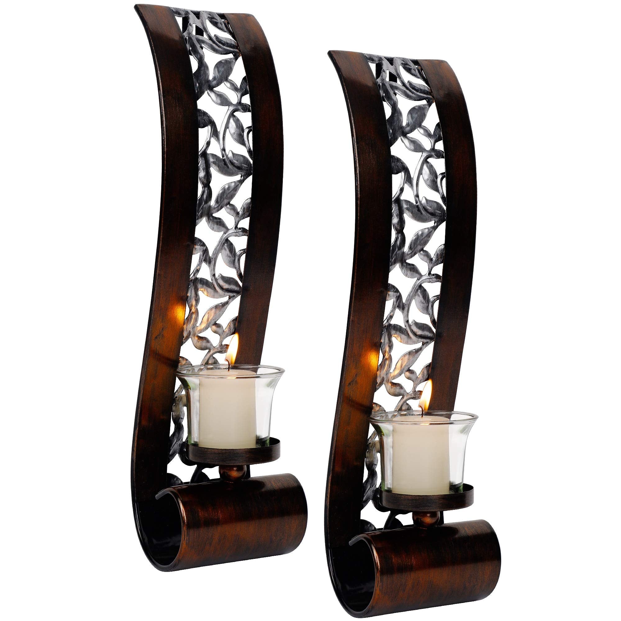 Wall Sconce 14.4 x 3.5 Inch, with Tea Light Candle Holder Antique Bronze Style Metal Wall