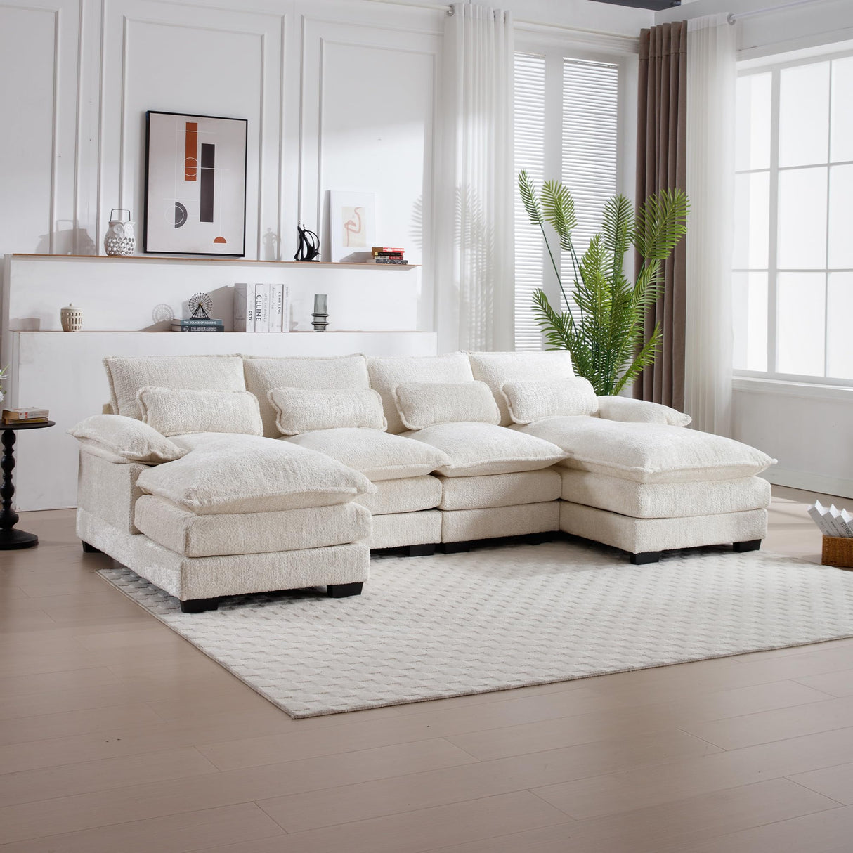 CloudNest 110" Modular Chenille Sectional Sofa – U-Shaped