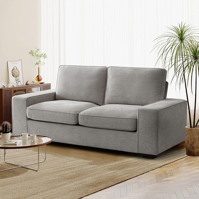 Chenille Couch Sofa, Modern Couches for Living Room, Comfy Couch with Sofa Covers