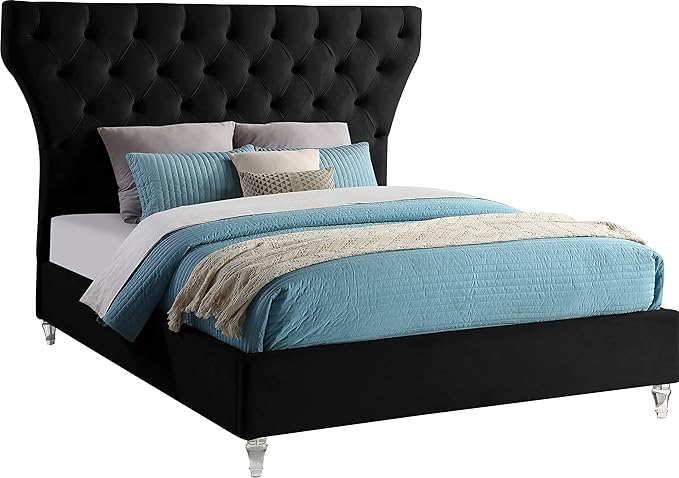KiraNavy-K Kira Collection Modern | Contemporary Velvet Upholstered Bed