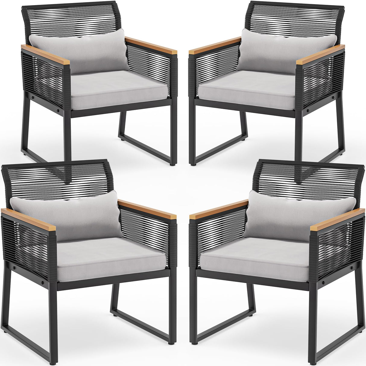 Patio Dining Chairs Set of 4, Outdoor Wicker Furniture Dining Chairs