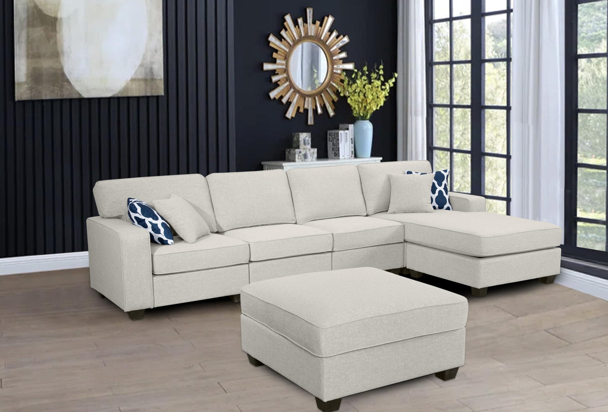 130'' Reversible Modular Sofa Couche with Ottoman Sectional