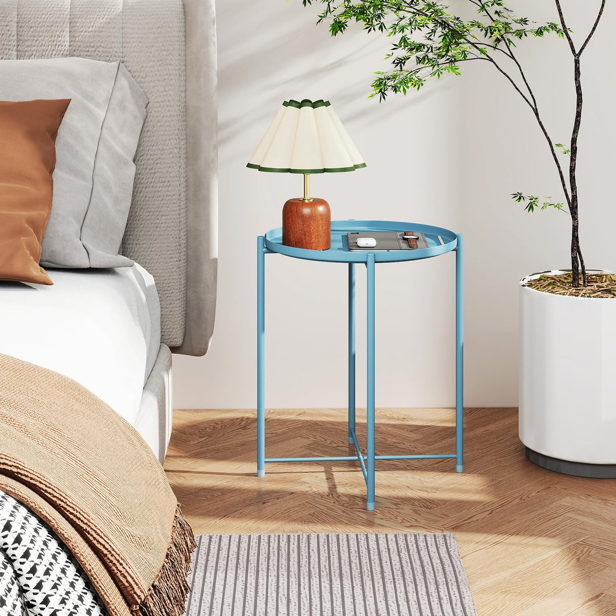 Tray Metal End Table, Sofa Table Small Round Side Tables