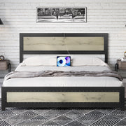Full Size Bed Frame, Platform Bed Frame with Charging Station