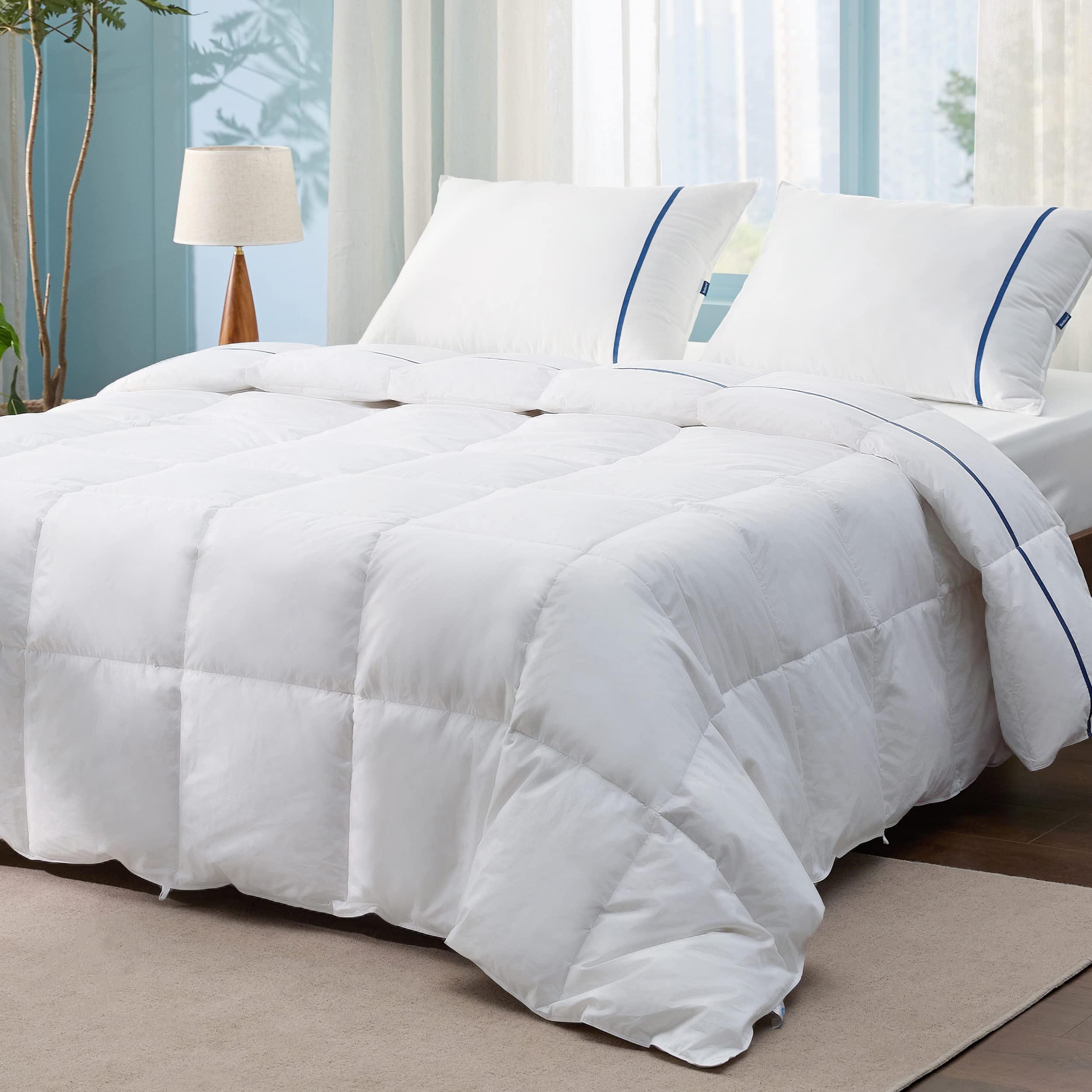 Goose Feather Down Comforter Queen Size - All Season Duvet Insert